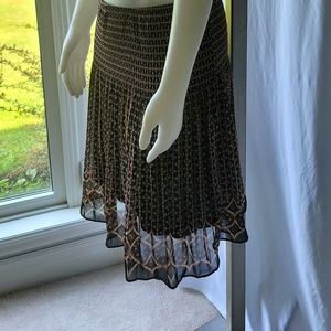 Max Studio Smocked Floral Midi Skirt Size M